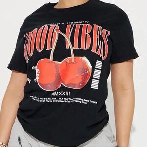 NWT Fashion‎ Nova Good vibes cherry T-shirt Size Medium MSRP $24